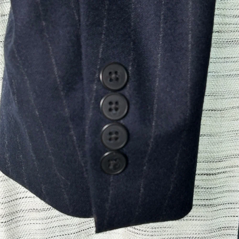 Structure Mens 40R Blazer‎ Pinstripe Blue Wool Blend Classic Fit Business Coat